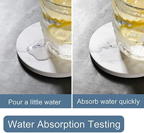 Absorbent Coasters for Drinks,Ceramic Coaster Set of 6 with Holder