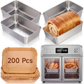 Sawysine 4 Pack Stainless Steel Loaf Pan Set with 200 Liners, 9x5 Inch