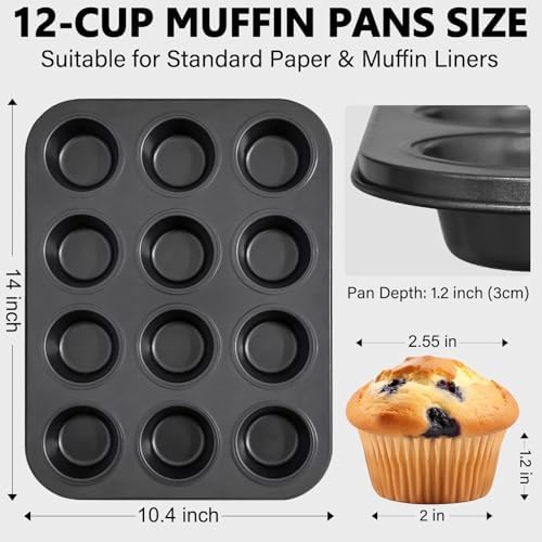 4 Pack Muffin Pan for Baking, Standard Cupcake Pan with 200 Natural