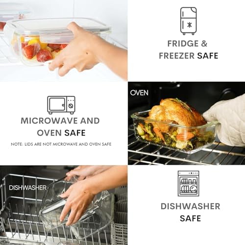 4-Piece 8-Cup Glass Food Storage Containers with Locking Lids