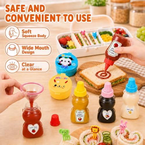 72 Pack Lunch Box Accessories, Including Mini Ketchup Bottle Bear