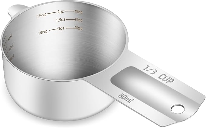 1PCS 1/3Cup Single Measuring Cup, Etched Inner Scale Stainless Steel Measure by BERYLER