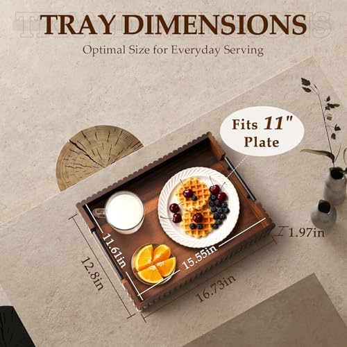 Serving Tray for Coffee Table Decor, 16.7" Decorative Ottoman Tray
