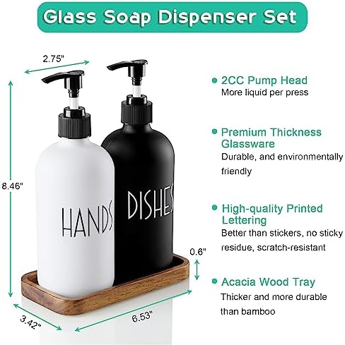 ALELION Glass Dish Soap Dispenser, 16 OZ