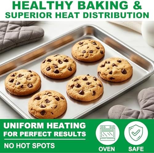 Acrux7 Quarter Sheet Pan Set of 8, Stainless Steel Baking Trays