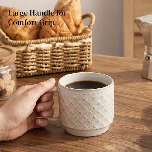 DOWAN 12oz Coffee Mugs Set of 4, Ceramic Coffee Mugs, Stackable