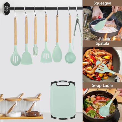 19-Piece Cooking Utensils Set, Green