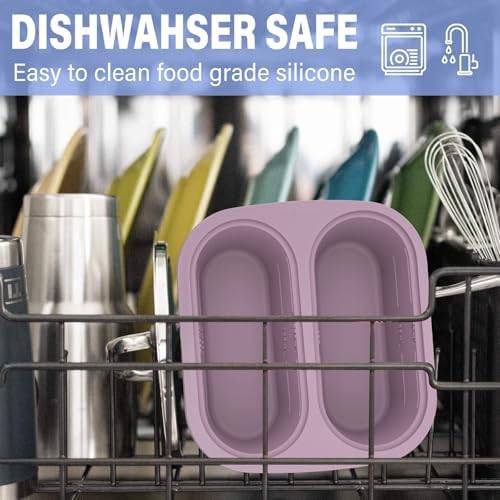 Mossime 1 Cup Silicone Soup Freezer Molds with Lids, Blue/Purple