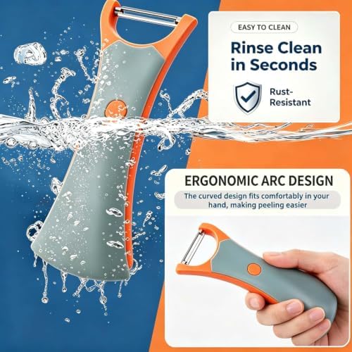 2-Pack 360° Swivel Vegetable Peeler with Julienne Cutter (Orange)