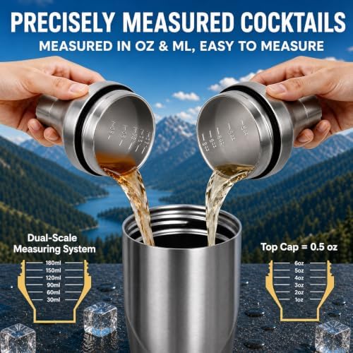 Lexenic 24oz Double Wall Vacuum Insulated Cocktail Shaker,Martini