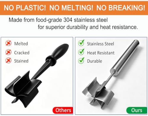 304 Stainless Steel Meat Chopper 6-Blade Hamburger & Potato Masher