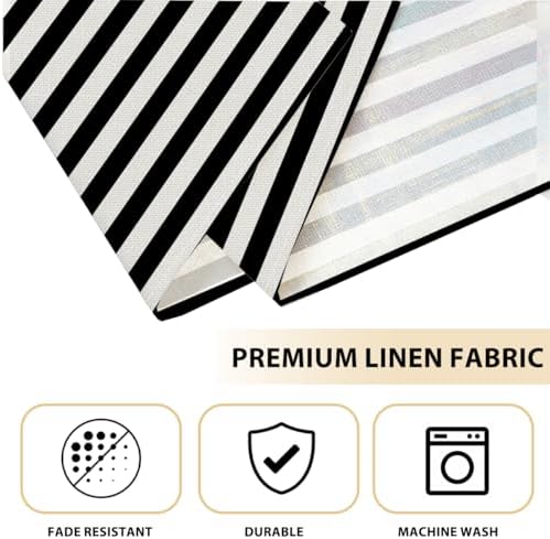 Black and White Striped Placemats Set of 4, Kitchen Table placemats