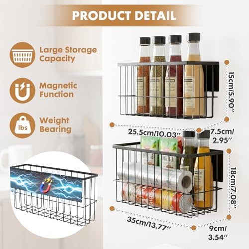 2 Pack Magnetic Basket for Refrigerator,Fridge Magnet