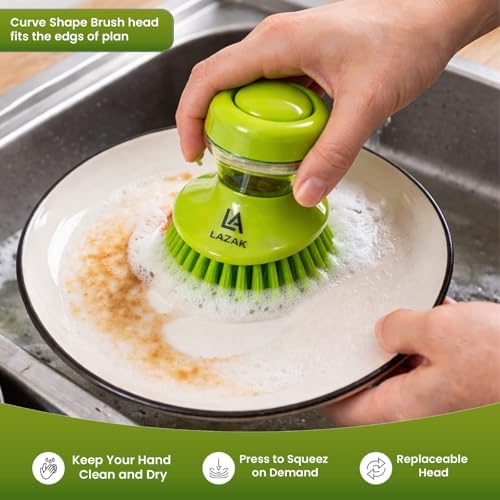 Dish Brush with Soap Dispenser, Easy-Grip Scrub Brush
