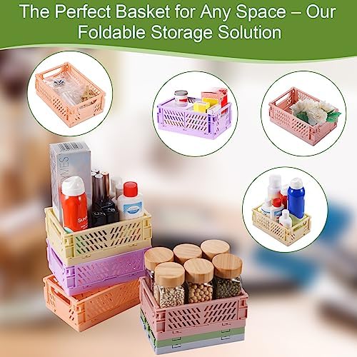 HUUSMOT 6-Pack Collapsible Plastic Storage Baskets
