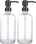 2 Pack Thick Clear Glass Boston Round Bottles /Oil Rubbed Bronze Stainless by Unknown