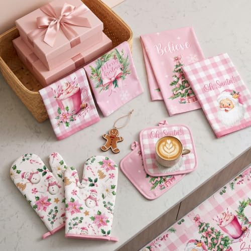 10 Pcs Christmas Kitchen Decor Set, Xmas Vintage Snowman Baking Gifts