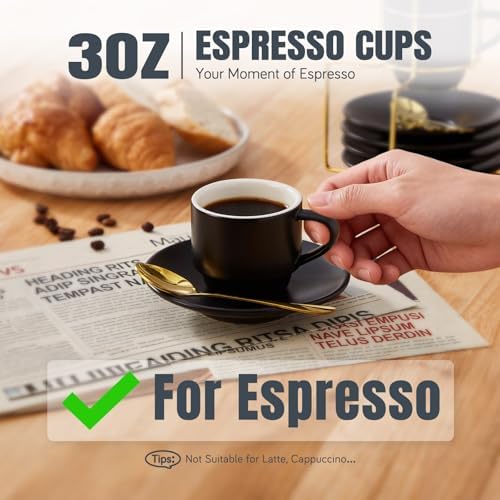 Lareina 3-Ounce Espresso Cups Set of 4, Small Stackable Coffee Cups