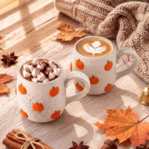 2 Pcs Fall Pumpkin Coffee Mug Cute Autumn 3D Icon Ceramic Cup