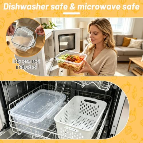 3 Pack Fruit Storage Containers for Fridge with Removable Colander