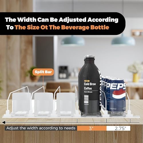 5-Row Drink Organizer for Fridge, Holds 25 Cans