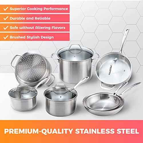 Mueller Pots and Pans Set 11-Piece, Ultra-Clad Pro Stainless Steel Cookware