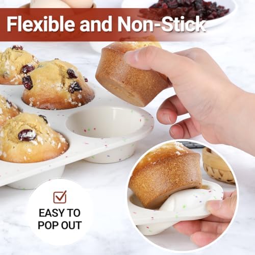 Silicone Muffin Pan, Regular & Mini Size Muffin Pan for Baking 12 Cups