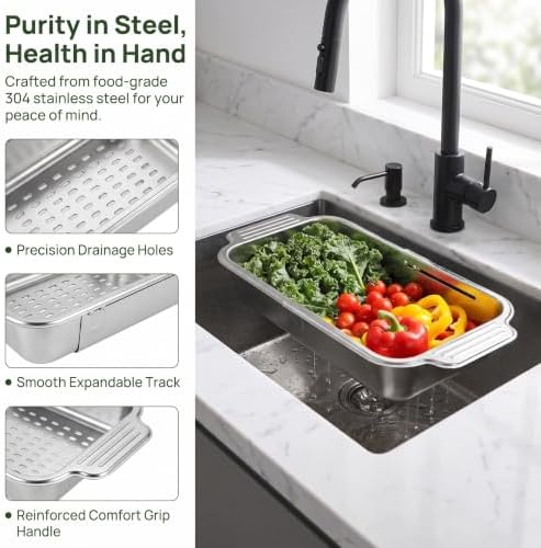 4 In 1 Collapsible Colander Strainer, 304 Stainless Steel Expandable
