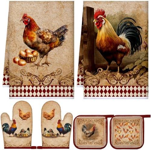 Leinuosen Farm Rooster Kitchen Decor Set