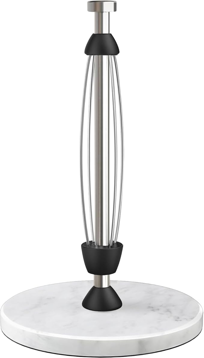 Marble Paper Towel Holder Countertop, Stainless Steel, One-Handed Tear by Awarmhome