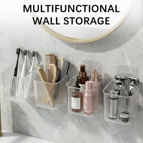 Wall Mount Organizer Bins, 6 Pack, Clear