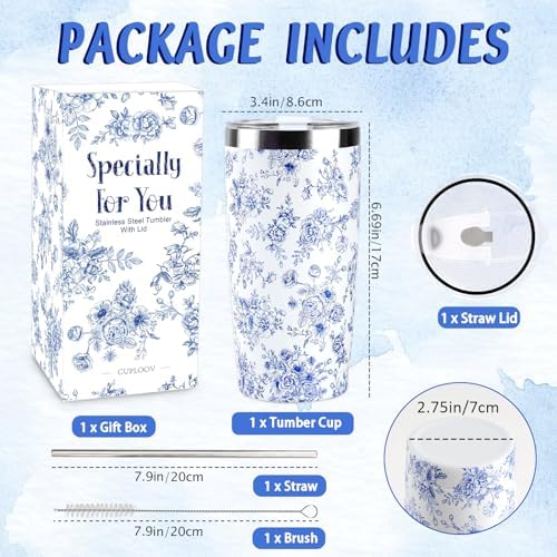 Tumbler, Insulated Coffee Travel Mug with Lid and Straw for Women