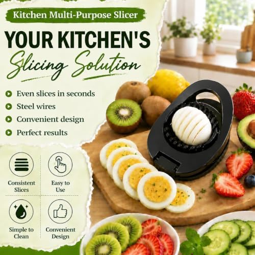 NOVANO Stainless Steel Wire Egg Cutter, Hard Boiled Egg Slicing