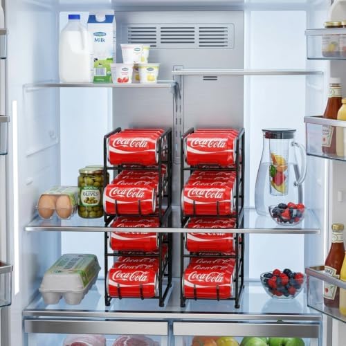 4-Pack Stackable Soda Can Organizer for Fridge,Auto-Rolling Drink