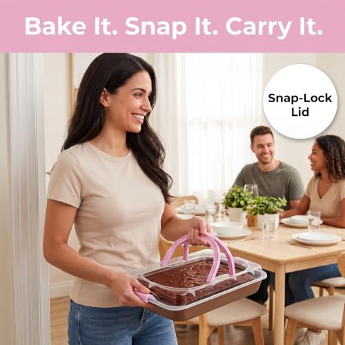 ZOOFOX Cake Pan with Lid, Non-Stick Baking Sheet for Oven, 9" x 13"