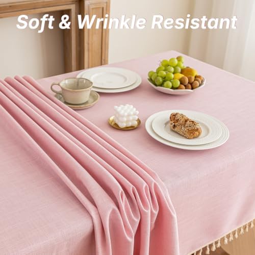 JIALE Valentines Textured Tablecloth, Heavy Duty Linen Style Farmhouse