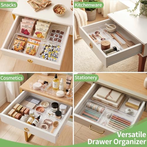 8 PCS Clear Plastic Drawer Organizer Tray, Acrylic Vanity Bathroom