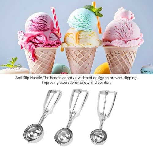 Cookie Scoop Set, 3PCS Ice Cream Scoop Stainless Steel Cookie Scooper