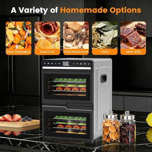 WAA Food Dehydrator, 12 Stainless Steel Trays, 1100W