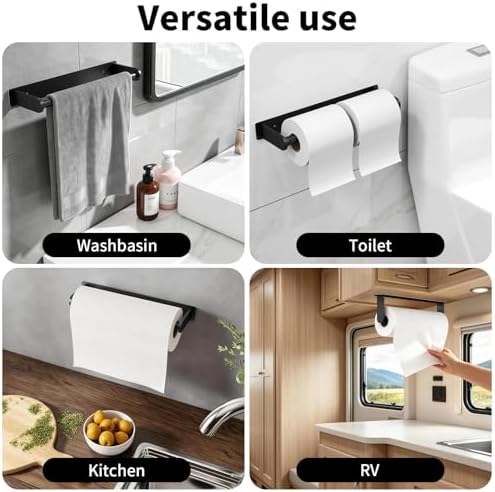 Jesginboo Under Cabinet Paper Towel Holder, Matte Black