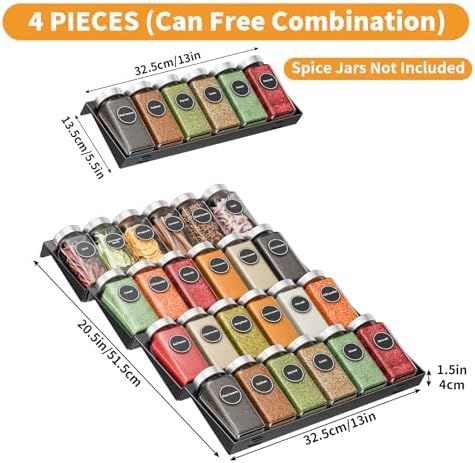 RCHYFEED 4 Pack Spice Drawer Organizer (Need 3.5" Deep Drawer)