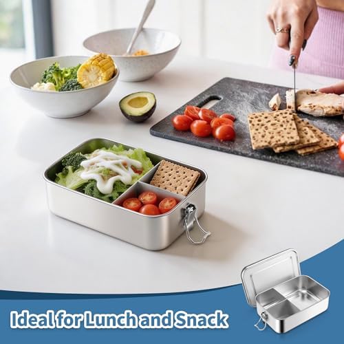 TeamFar Stainless Steel Bento Box, 47oz/1400ML Metal Lunch Box with