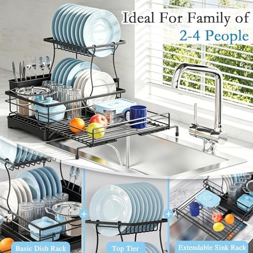 2-Tier Dish Drying Rack, Black