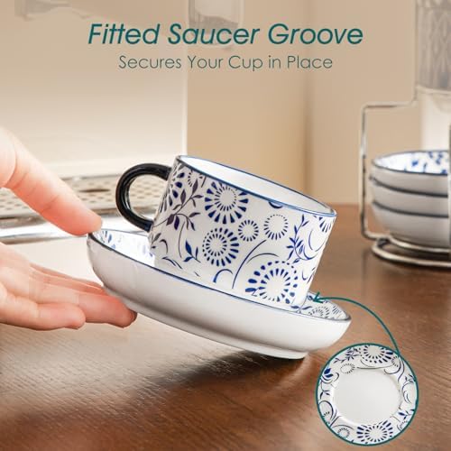 vancasso 4 OZ Porcelain Espresso Cups Set of 4, Stackable Cappuccino