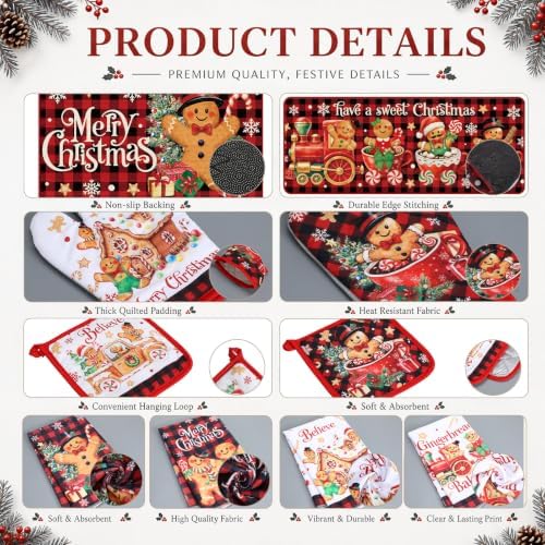 HunnmingRe 10 Pcs Gingerbread Christmas Kitchen Decor Accessories Set