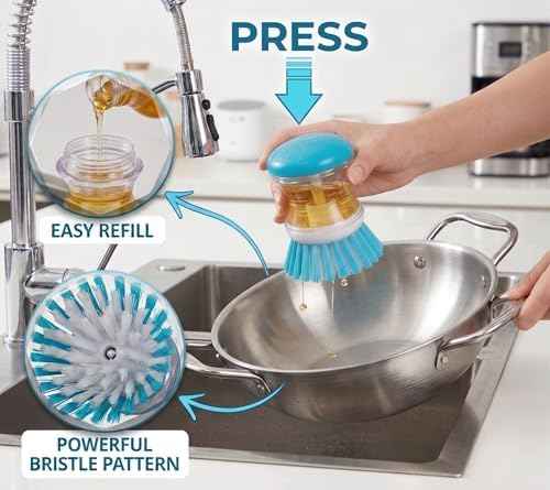 Hampton Distribution Soap Dispensing Palm Brush, Blue, Pack of 1