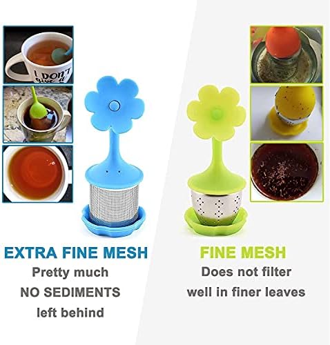 4 Pack Silicone Tea Strainers for Tea Leaves, Flower, 4 Colors
