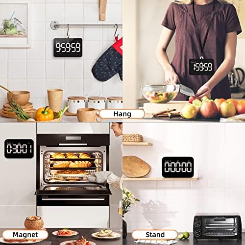 Rechargeable Digital Kitchen Timer, 5” LED Display