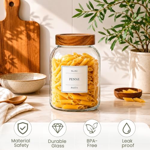 CONNOO 2Pcs-66oz Glass Storage Containers with Lids