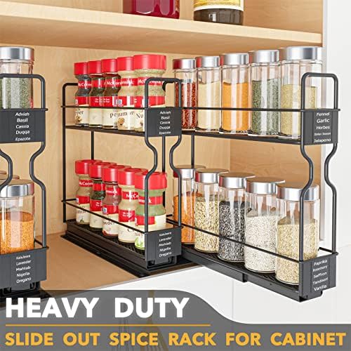 SpaceAid Pull Out Spice Rack Organizer for Cabinet, Heavy Duty Slide